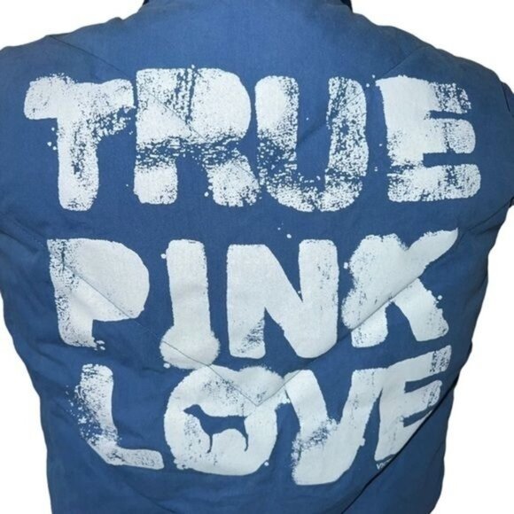 Pink Victoria’s Secret Blue Quilted Down Vest With Zipper Front Womens Sz XS/S - Picture 5 of 13
